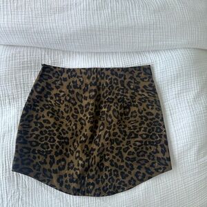 Zara Leopard-Print Mini Skirt in Brown and Black